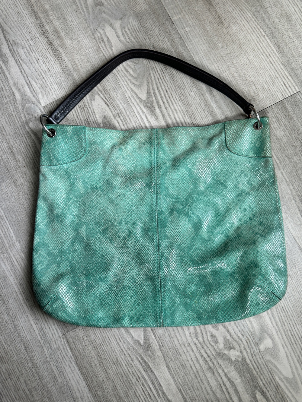 Banana Republic Green Leather Snake Print Shoulder Bag